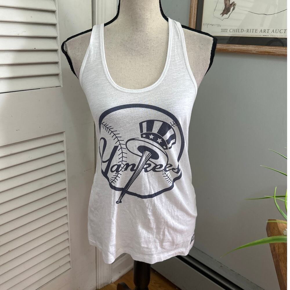 New York Yankees Victorias Secret Pink Tank Top Womens XS White Y2K Baseball